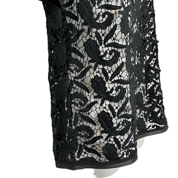 Ann Taylor LOFT Black Paisley Crochet Short Sleeve Sheer Top Blouse Shirt sz M - Picture 8 of 16